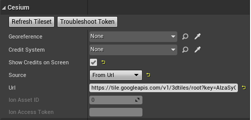 Как включить атрибуцию для Cesium for Unreal
