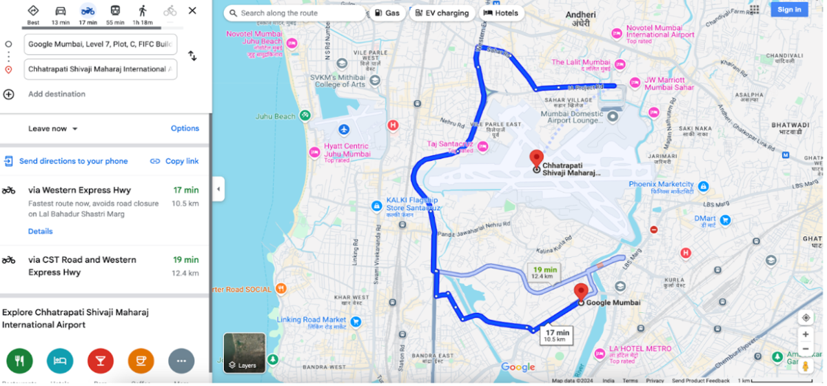 Map for Mumbai International Airport destination