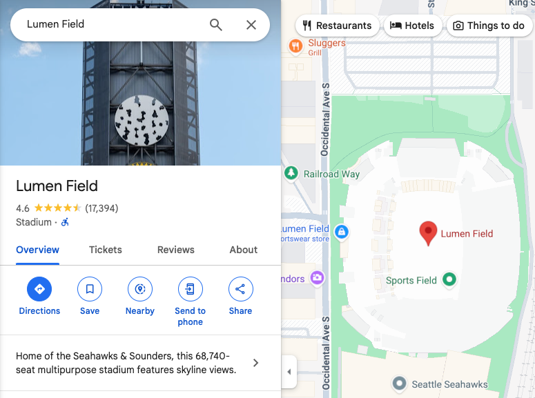 Lumen Field'in haritası