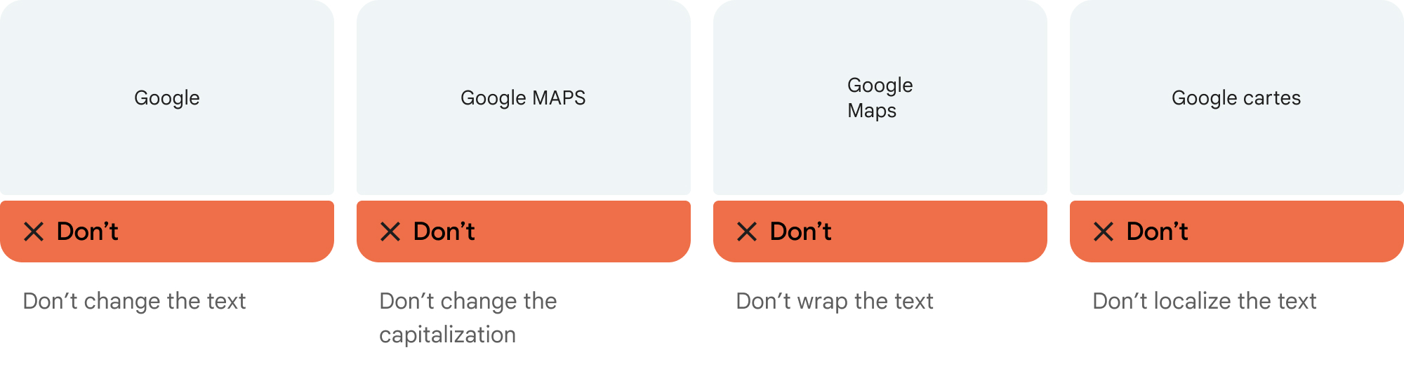تغییرات غیرقابل قبول انتساب متن Google Maps
