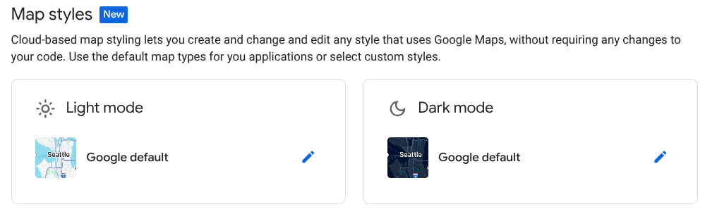 Выберите стили карты для вашего идентификатора карты