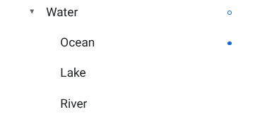 Titik biru dan lingkaran biru yang menunjukkan gaya kustom dan gaya induk