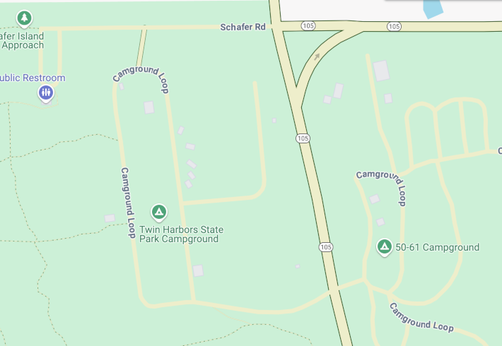 自訂樣式地圖，顯示多條道路。道路呈現淡黃色且外框為綠色。