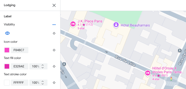 Si la configuración de visibilidad se encuentra activada para los alojamientos, los hoteles se muestran