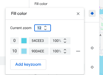 Un menu che mostra tutti gli stili di zoom e un selettore per il livello di zoom attuale