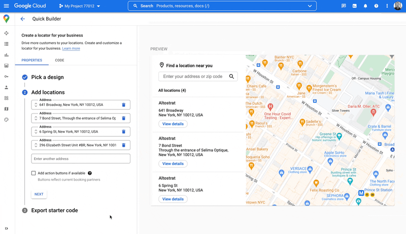 通过“通过 Google 预订”功能在实体店定位器中启用预约链接