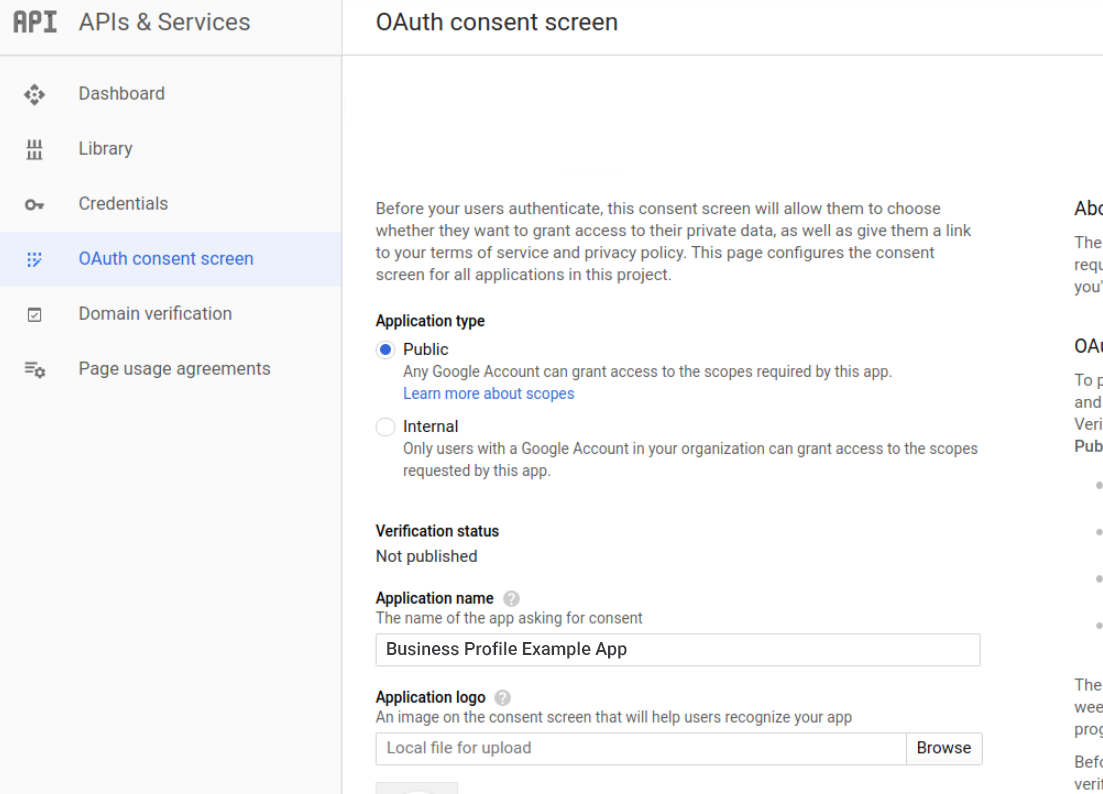 הגדרת השם והלוגו של האפליקציה