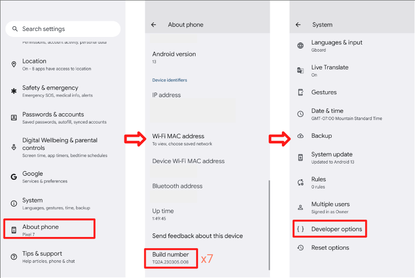 বিকাশকারী বিকল্প। Developer Options.
