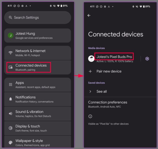 Pokazuje, jak przejść do opisanego menu.