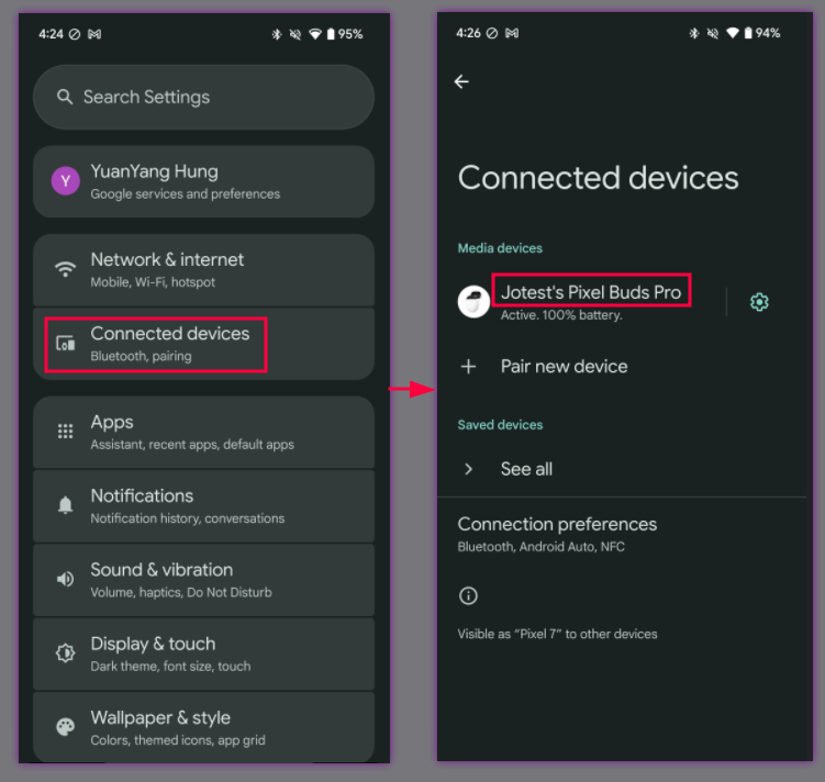 این نشان می دهد که چگونه به منوی توصیف شده پیمایش کنید.