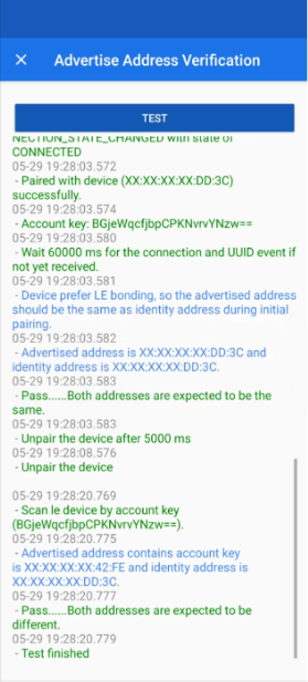 Успешный тест отображает результаты прохождения в журнале. A successful test displays Passing results in the log.