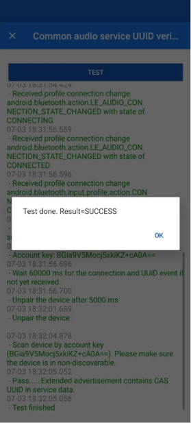 成功的測試會在記錄中顯示「通過」結果。 成功的測試會在記錄中顯示「通過」結果。