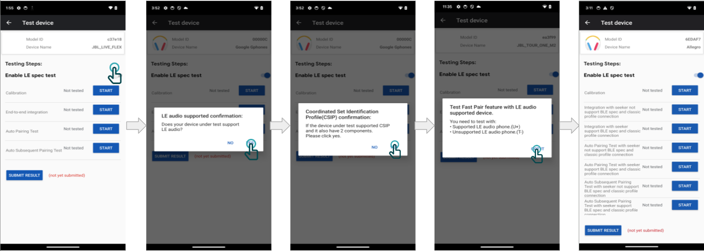 The App can populate the correct test list because Pixel phones are a known configuration.