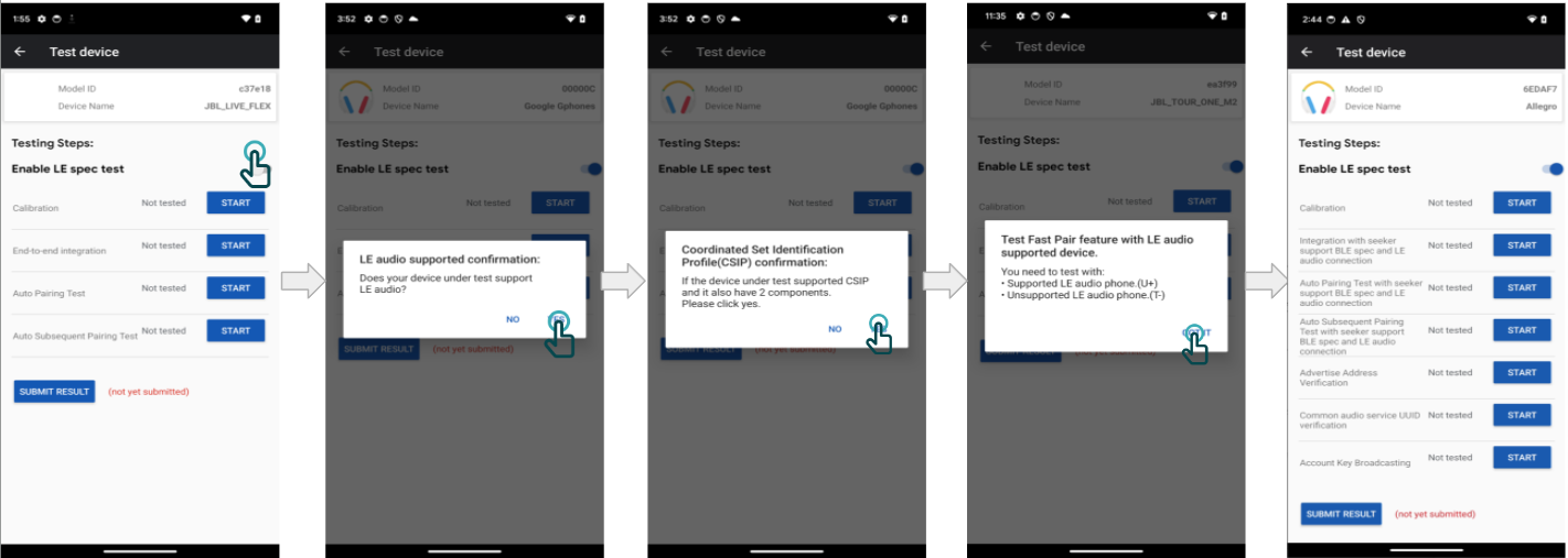 The App can populate the correct test list because Pixel phones are a known configuration.