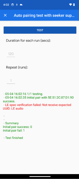 แอปแสดงข้อผิดพลาด UUID ที่ไม่คาดคิดในการทดสอบการจับคู่อัตโนมัติและการจับคู่อัตโนมัติครั้งถัดไป