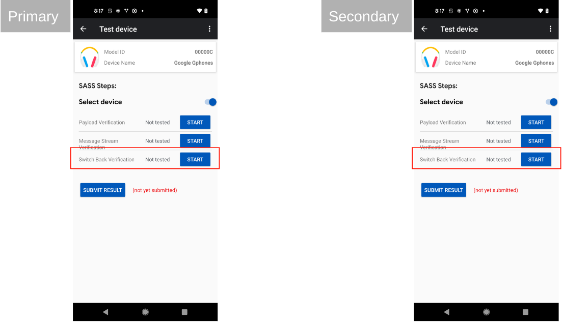 Рисунок 11: Здесь показано, как инициализировать тест обратного переключения. Figure 11: This shows how to initialize the Switch-Back test.