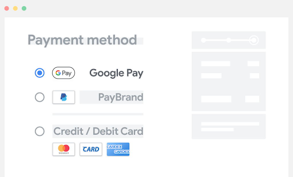 วาง Google Pay ไว้ที่ด้านบนของรายการตัวเลือกการชำระเงิน