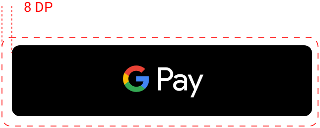 Пример свободного пространства для кнопки оплаты Google Pay для Android