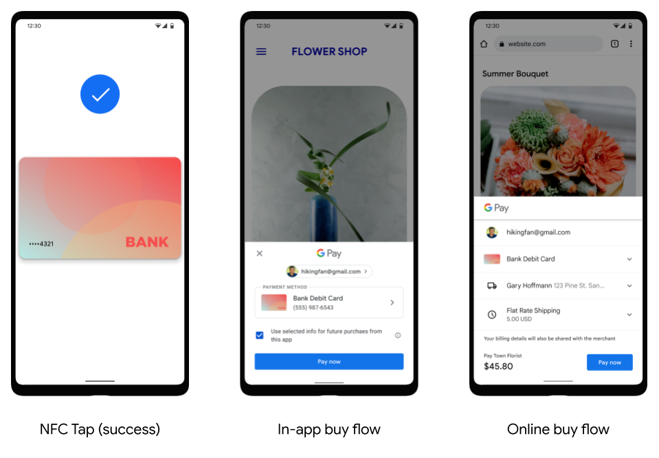 Realización de transacciones NFC con Google Pay en smartphones