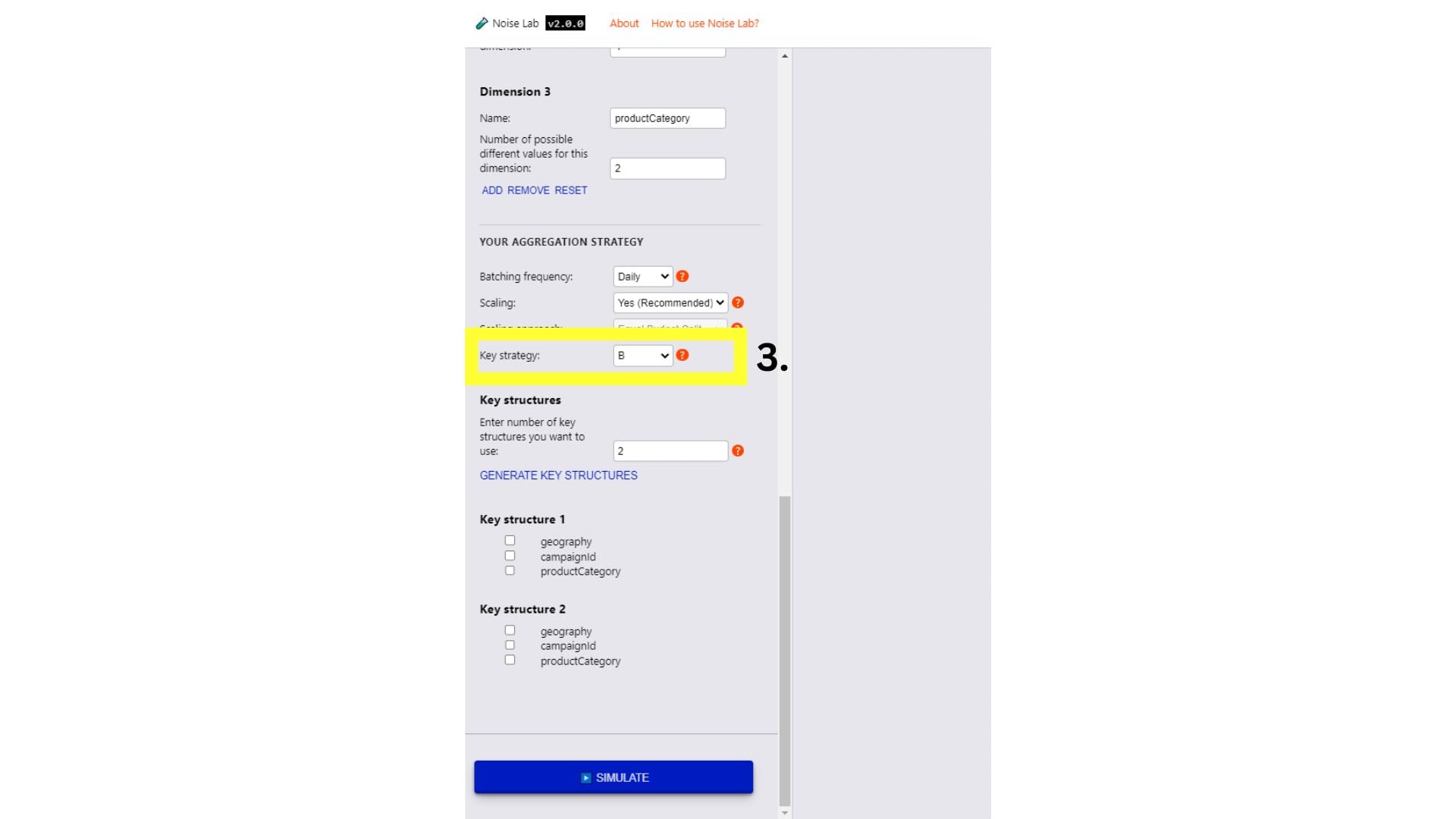 Advanced mode also a Key strategy option in the Parameters section of the sidebar.