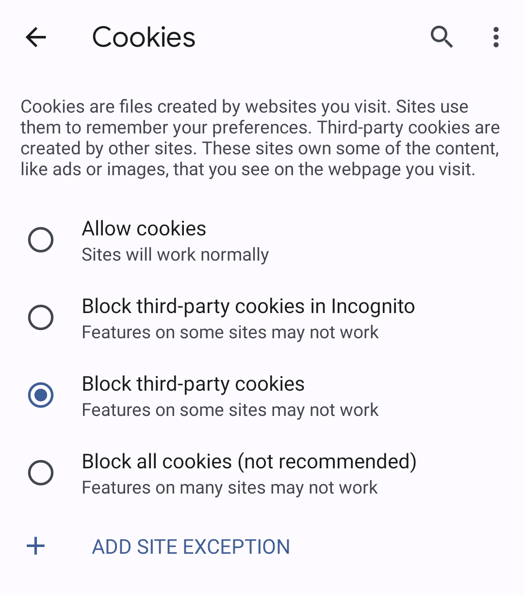 Simula il ritiro graduale dei cookie di terze parti configurando Chrome per bloccarli