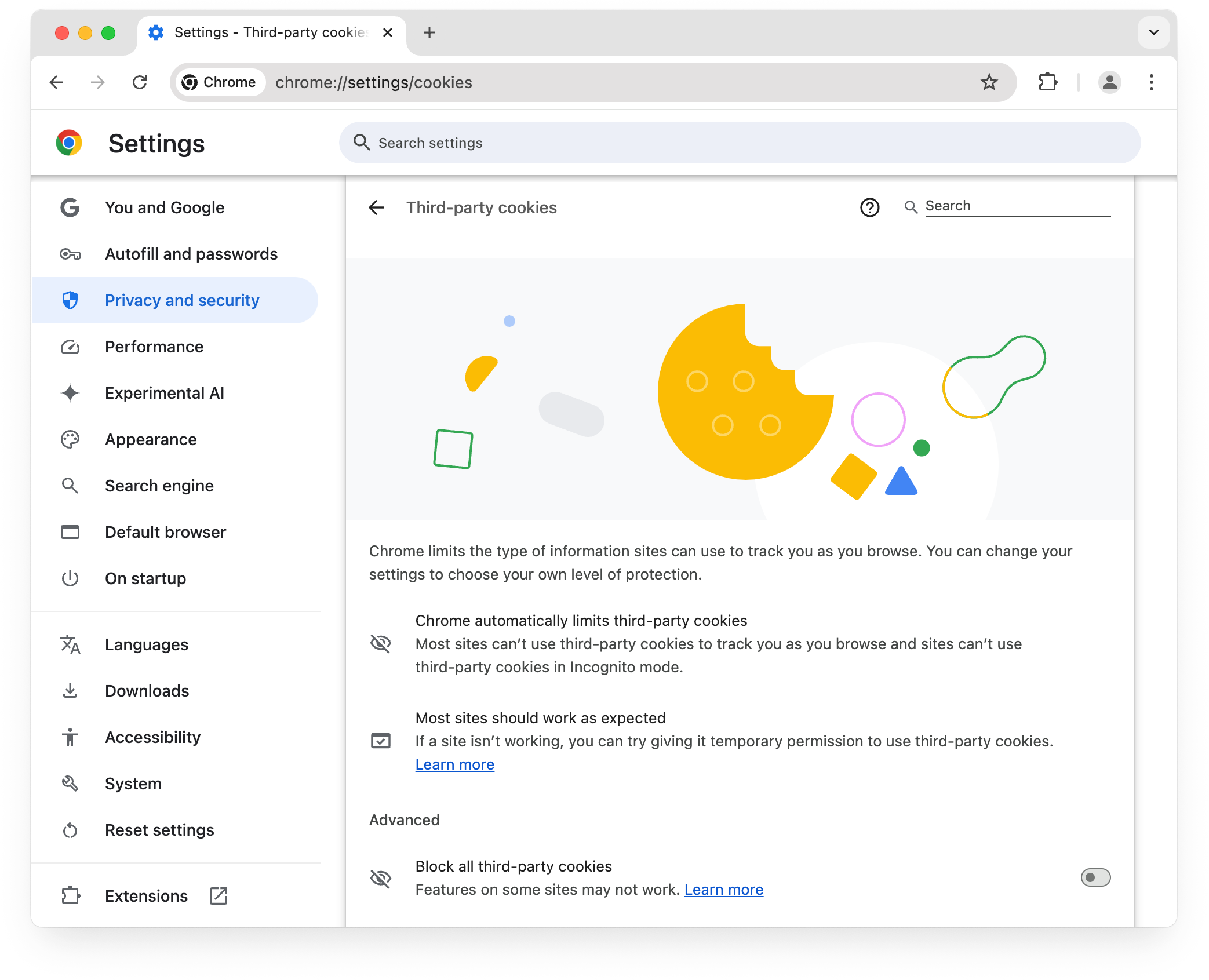 صفحة chrome://settings/cookies لمتصفّح في مجموعة الاختبار التي تضمّ% 1 من المستخدمين
  يتم حظر ملفات تعريف الارتباط فيه تلقائيًا