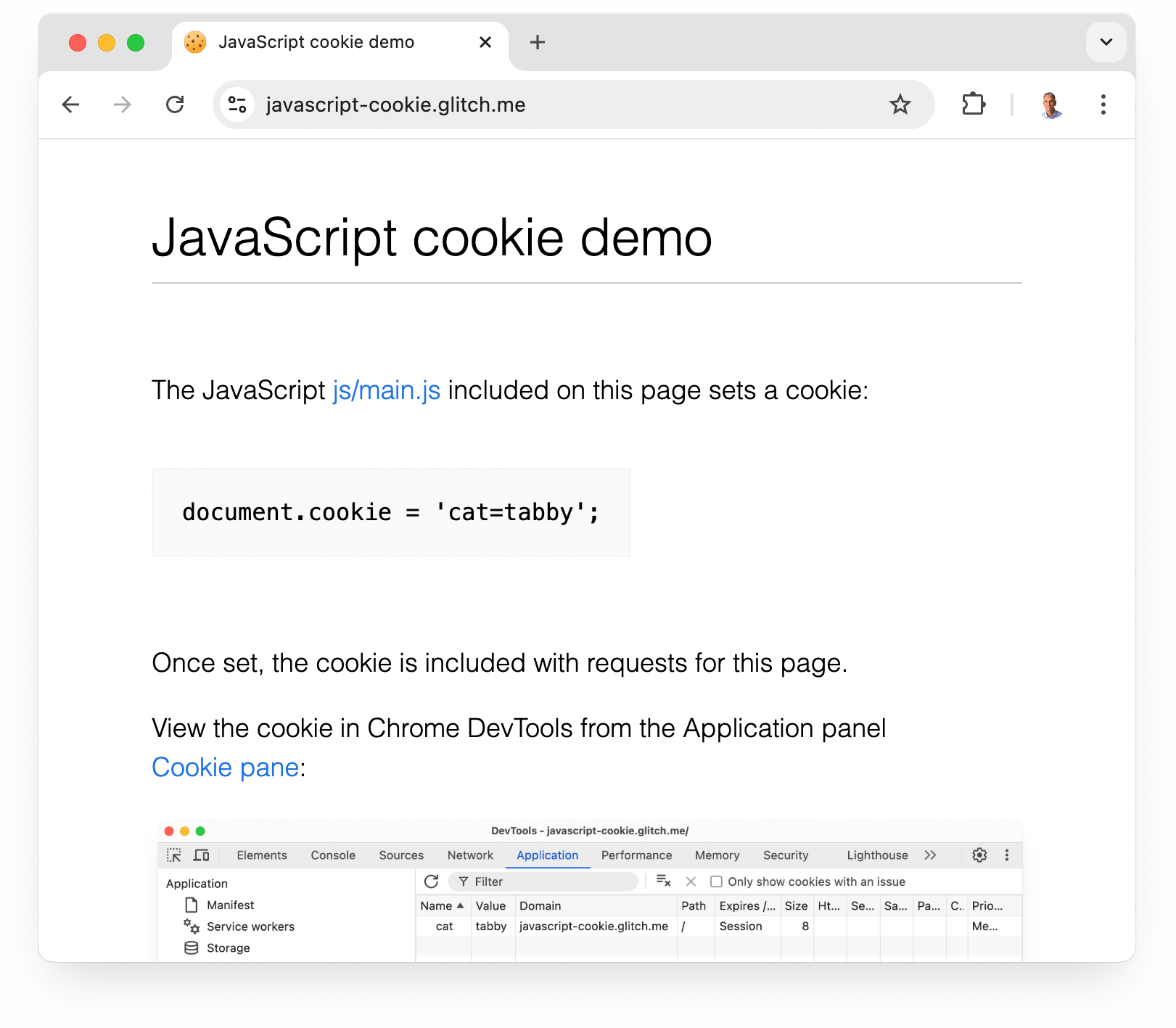 জাভাস্ক্রিপ্ট কুকি ডেমো সাইট javascript-cookie.glitch.me