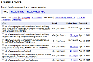 Fitur Error Crawl di Alat WebMaster