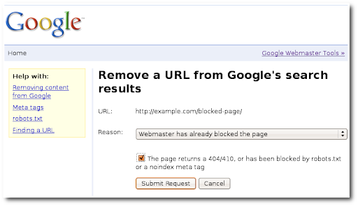 Google 网址移除工具