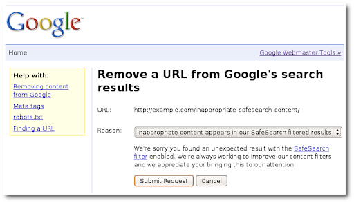 outil de suppression google safe search