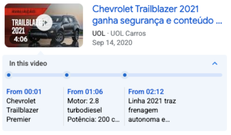 المقاطع الرئيسية في "بحث Google"