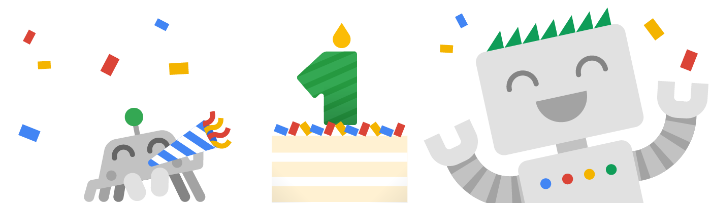 Googlebot 和 Crawley 庆祝 Google 搜索中心上线一周年