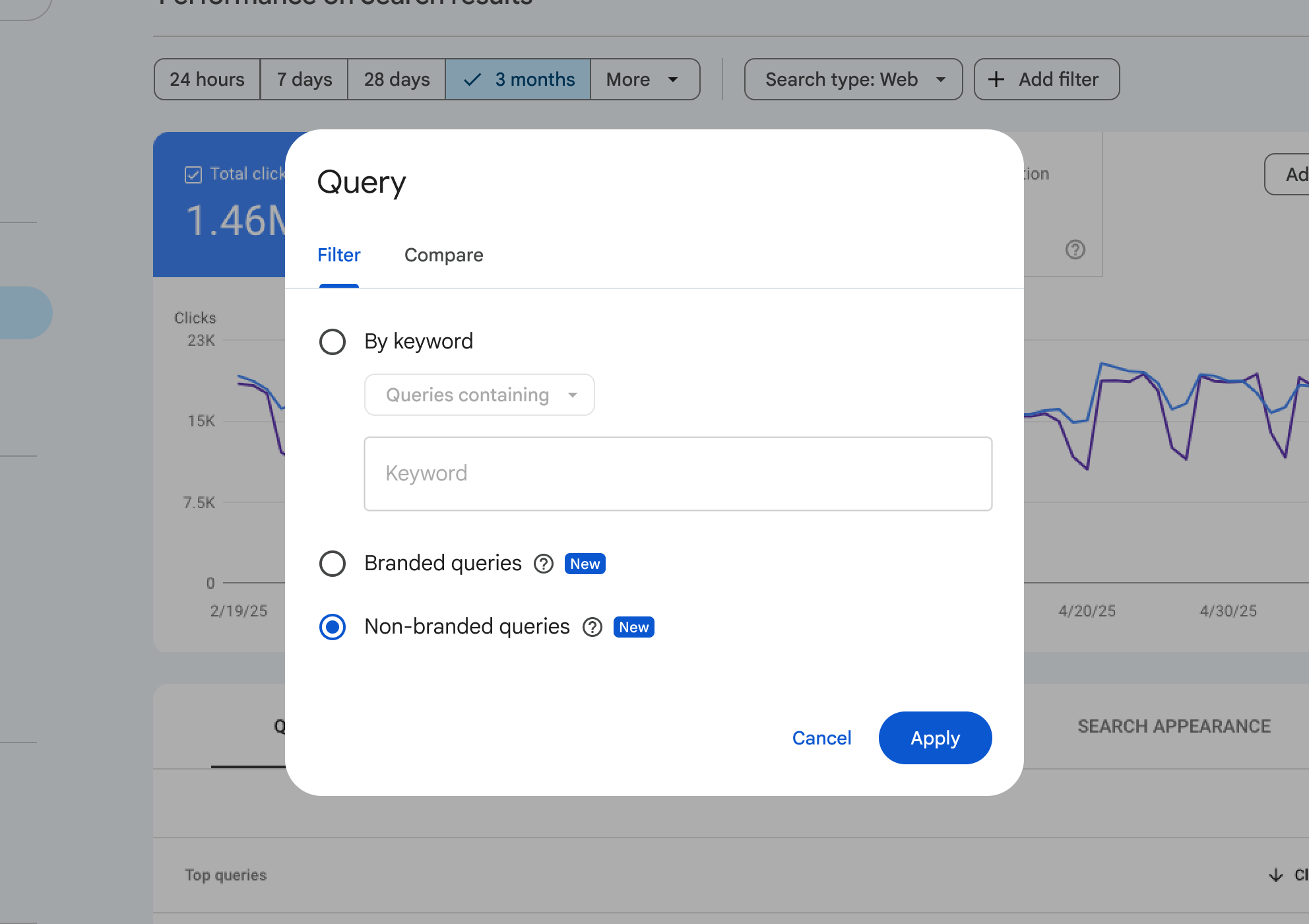 Search Console branded queries filter