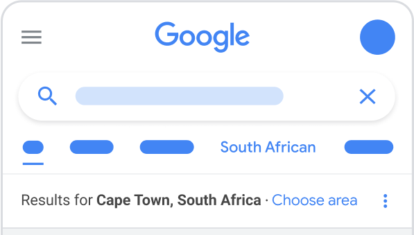 South African refinement chip in Google Search