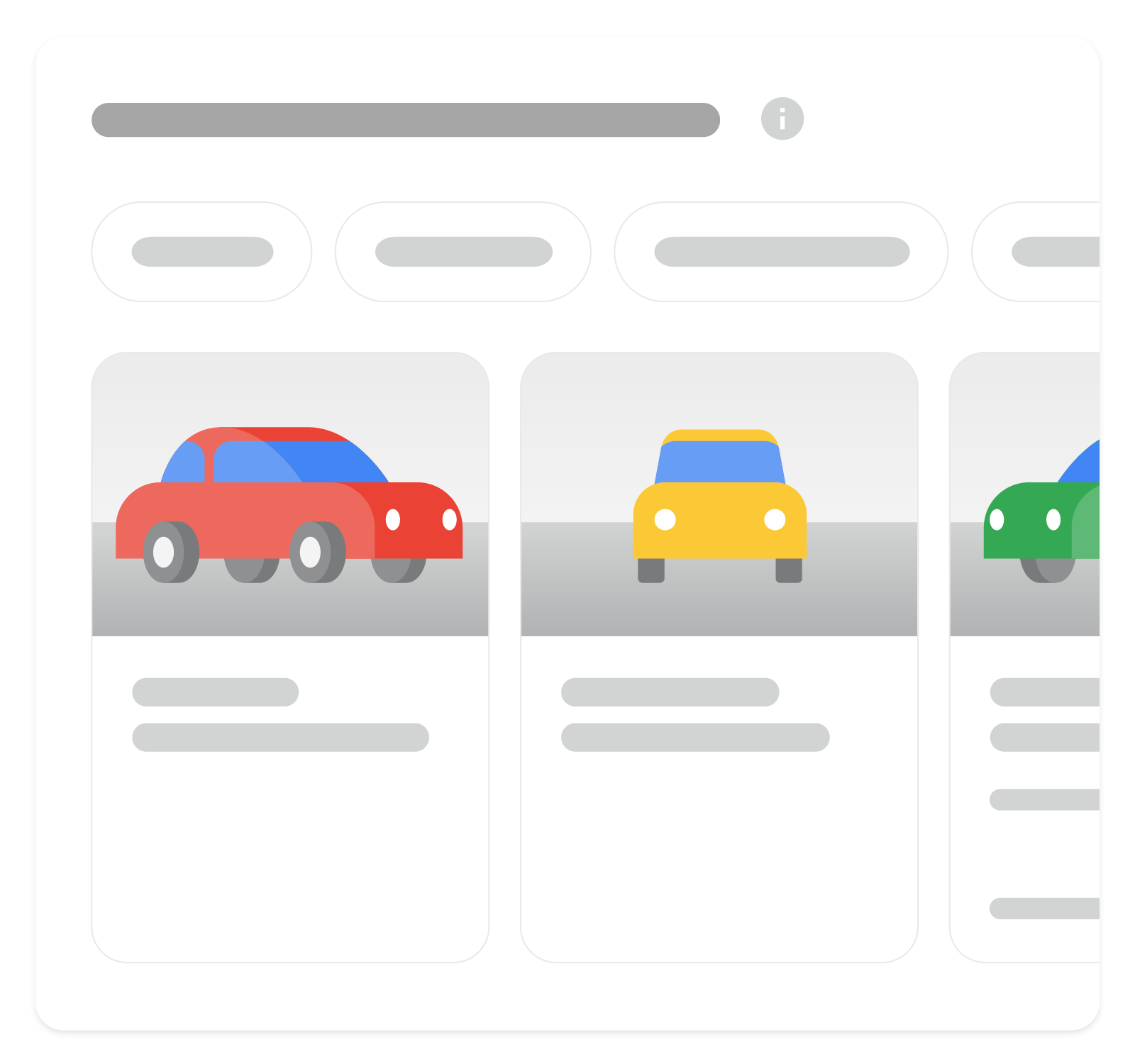 一张图片，展示了车辆商品详情富媒体搜索结果在 Google 搜索中的显示效果