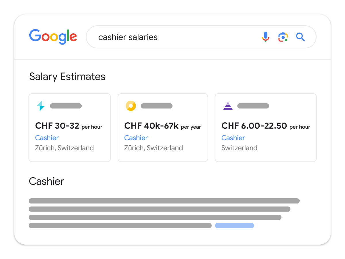 ข้อมูลเงินเดือนโดยประมาณใน Google Search