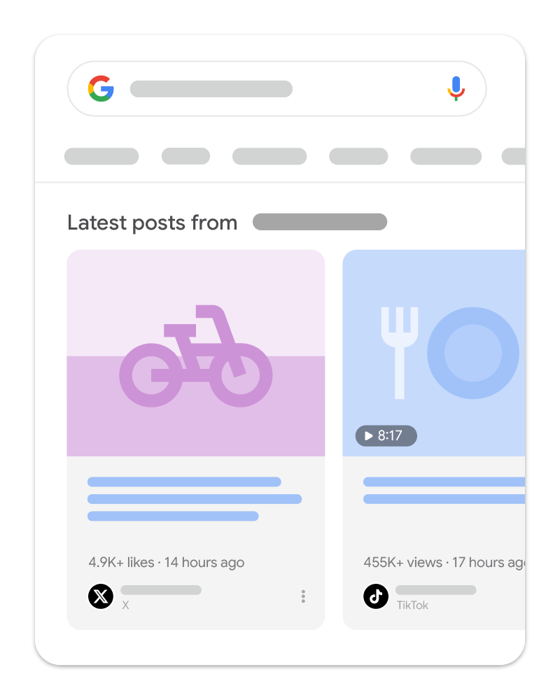 Carosello degli ultimi post nella Ricerca Google