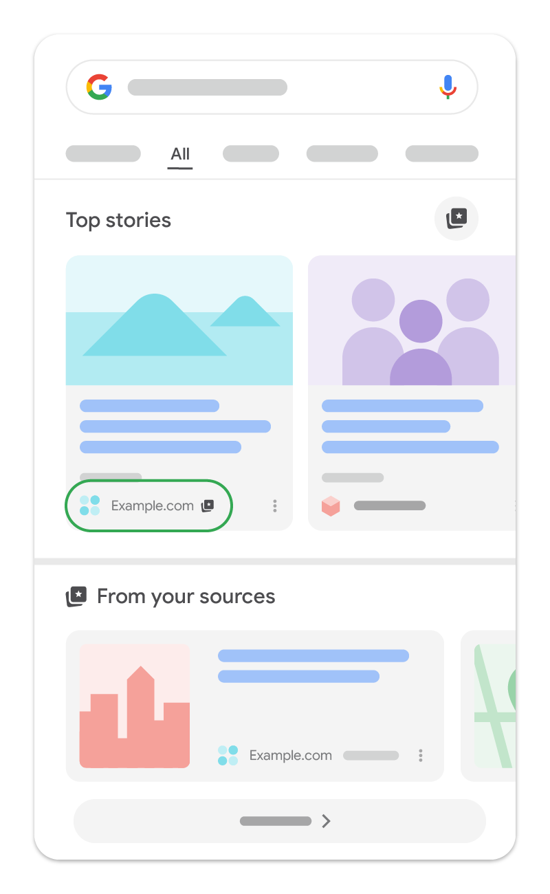 A site appearing more prominently in Top Stories when the user has selected it as a preferred source