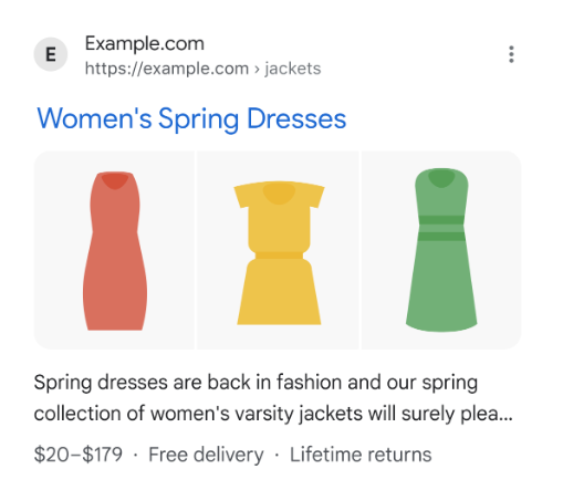 検索結果の配送情報が表示されるショッピング ナレッジパネル