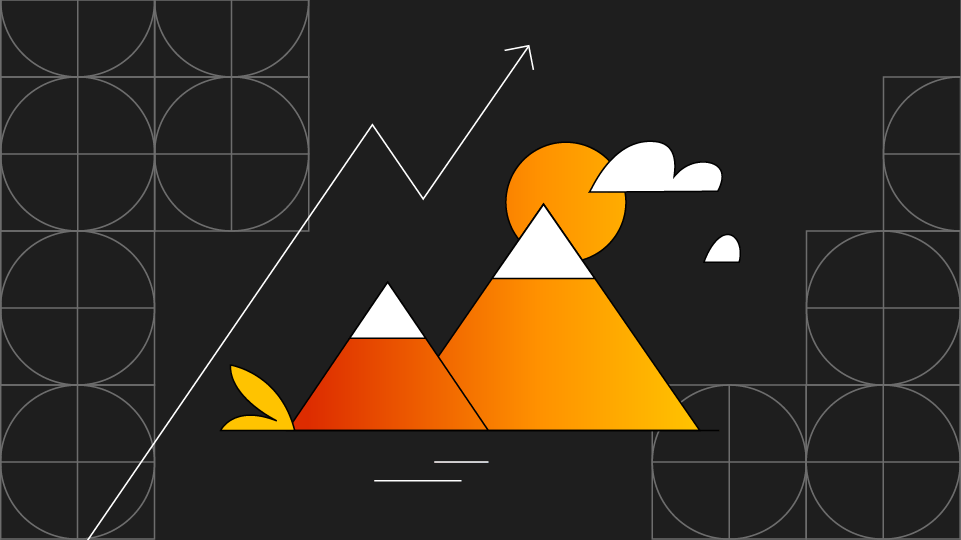 Image d&#39;une flèche traversant un paysage avec une montagne au centre