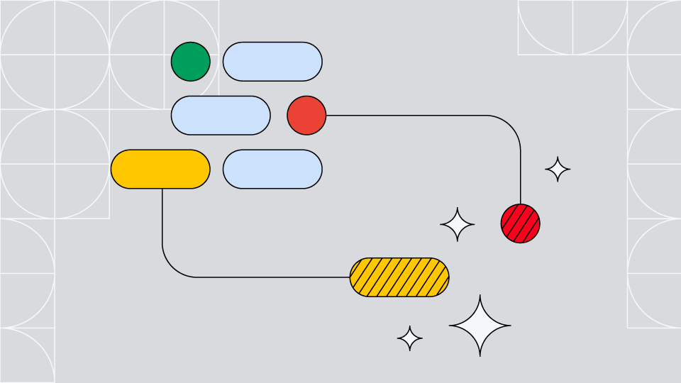 Abstrakte Linien in den Farben von Google Chrome, die für KI stehen