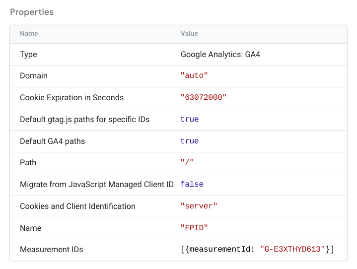 ภาพหน้าจอที่แสดงรายละเอียดไคลเอ็นต์ Tag Manager