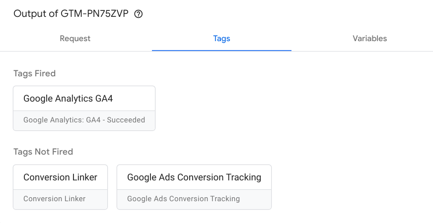 Tag Manager के टैग टैब को दिखाने वाला स्क्रीनशॉट