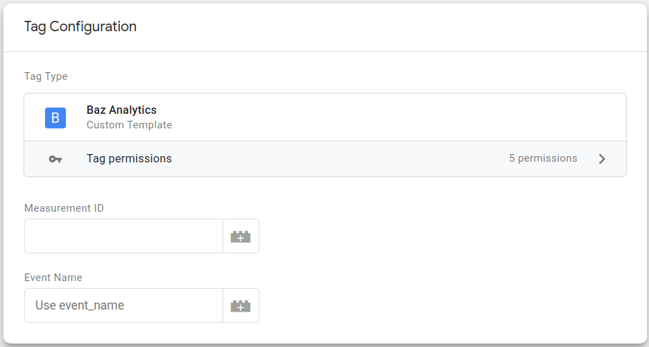 Thông tin tổng quan nhanh về cấu hình thẻ cho thẻ Analytics của Baz.