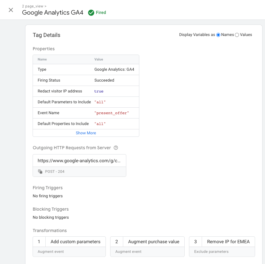 شاشة Tag Assistant تعرض نظرة عامة على علامة &quot;إحصاءات Google‏ 4&quot;
