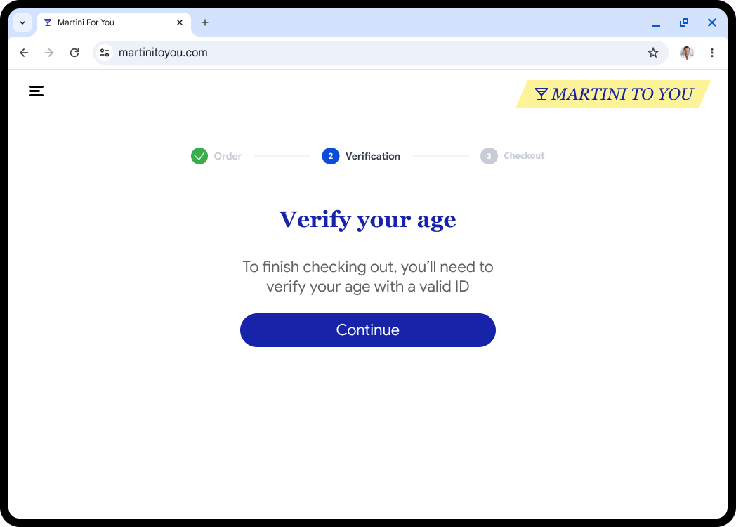 L'utilisateur est invité à valider son âge sur le site Web pour ordinateur