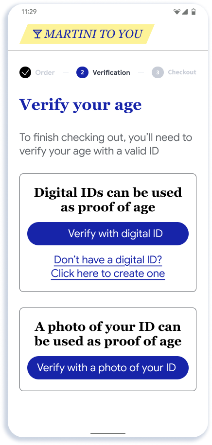 O usuário é solicitado a verificar a idade no app ou site