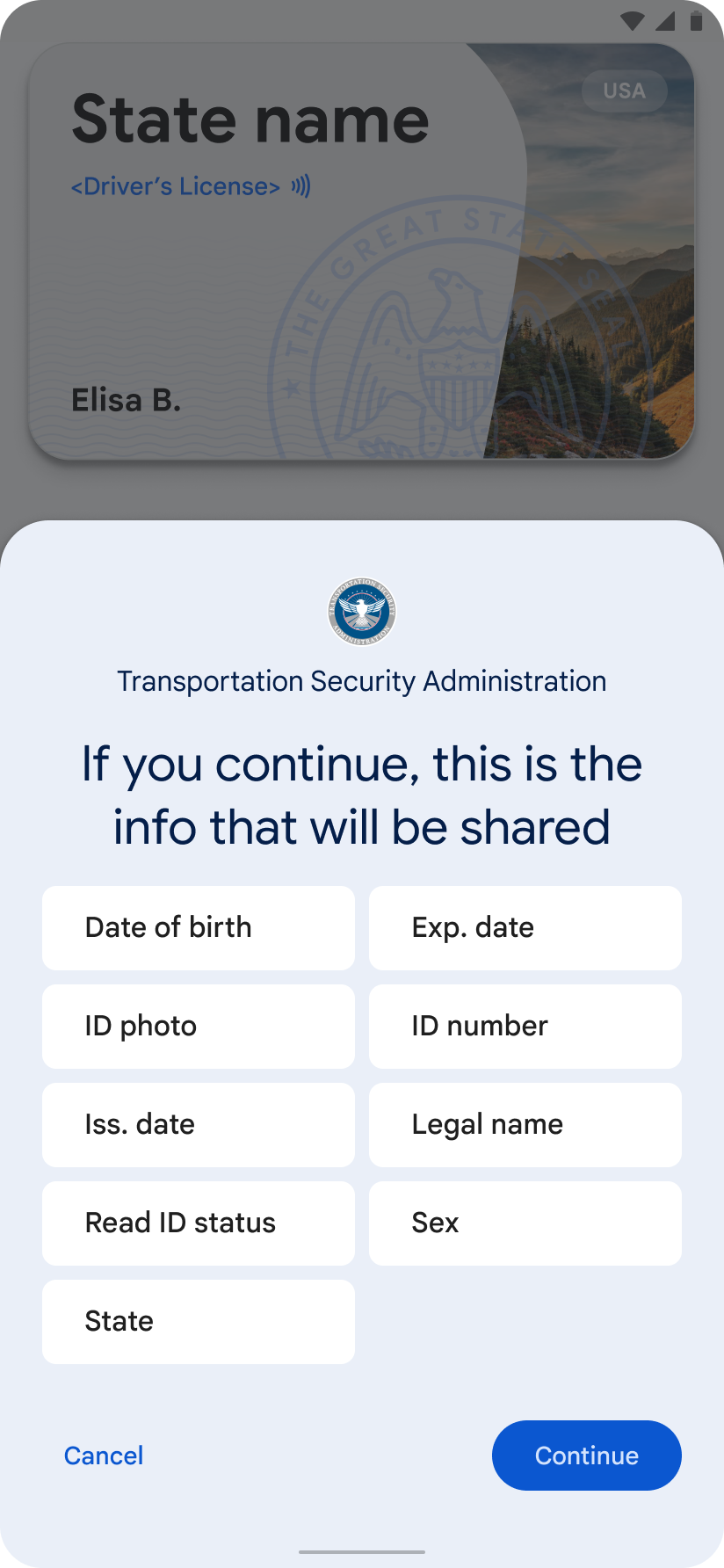 השם של הצד הנסמך ורשימה של שדות הנתונים המבוקשים.