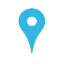 Es un indicador de pin para una ubicación en el mapa.