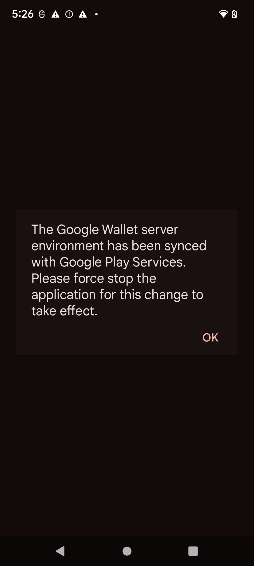 环境更改确认屏幕截图